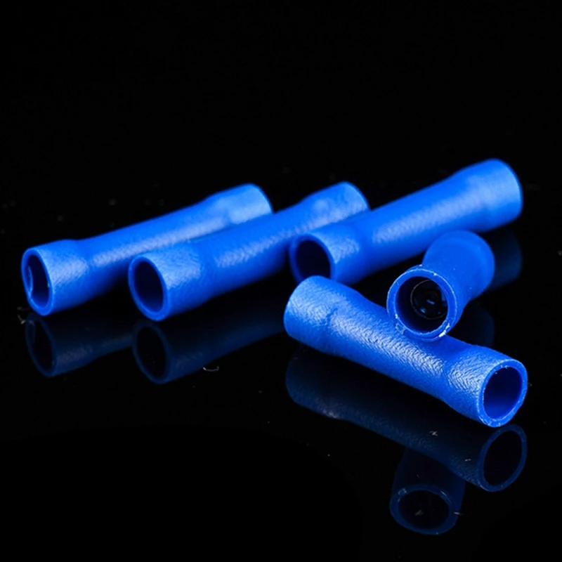 1000PCS Cold Press Terminal Long Blue Fully Insulated Intermediate Connector BV2 Intermediate Connection Terminal