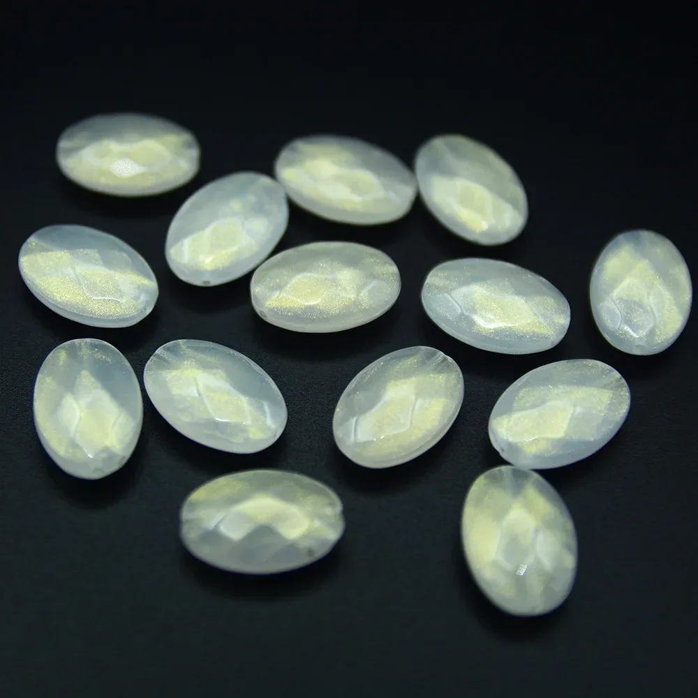 20 PCS 13 * 19mm  ellipse  white  Emitting golden light  Perforated beads  DIY Charm Manufacturing Jewelry Accessories Materials