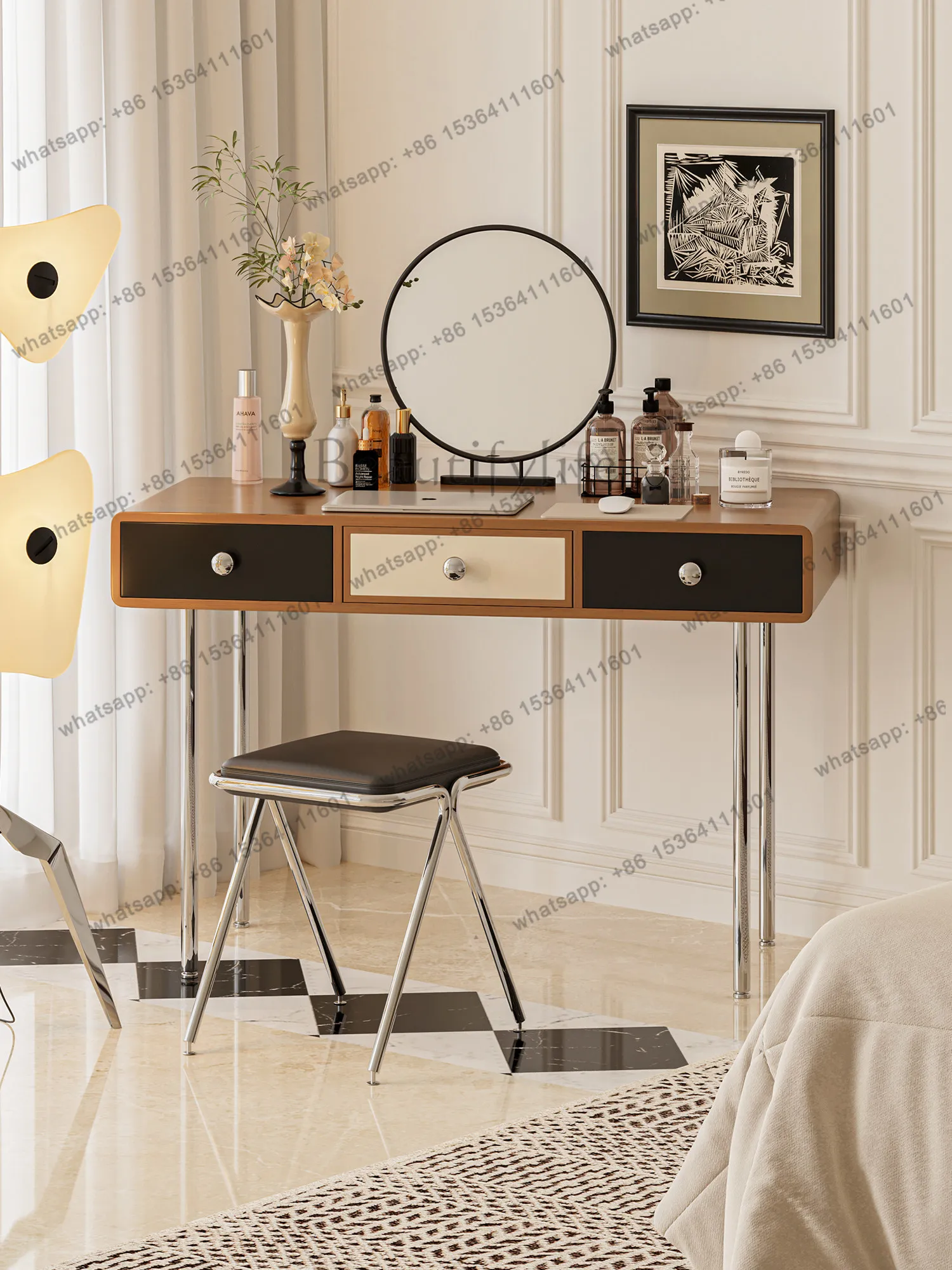 Medieval simple dresser bedside dressing table premium color matching makeup table