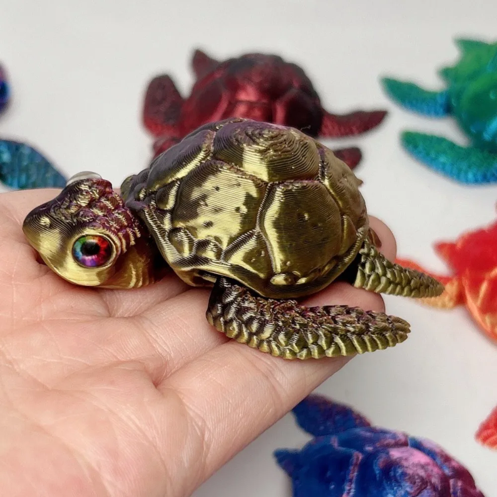 

3D Printing Sea Turtle Figures Multi-joint Movable Simulation Eyes for Home Accessories Kids Gift Living Room Desk Decoration