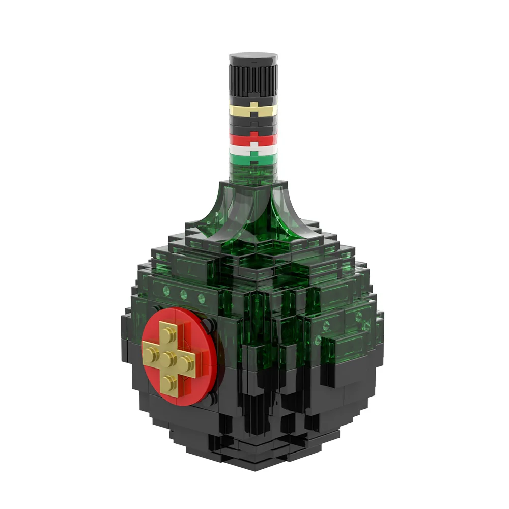 MOC UNICUMS الإبداع زجاجة النبيذ الأخضر اللبنات نموذج ثقافة البيرة جمع الطوب لتقوم بها بنفسك تجميعها لعبة الأطفال هدية