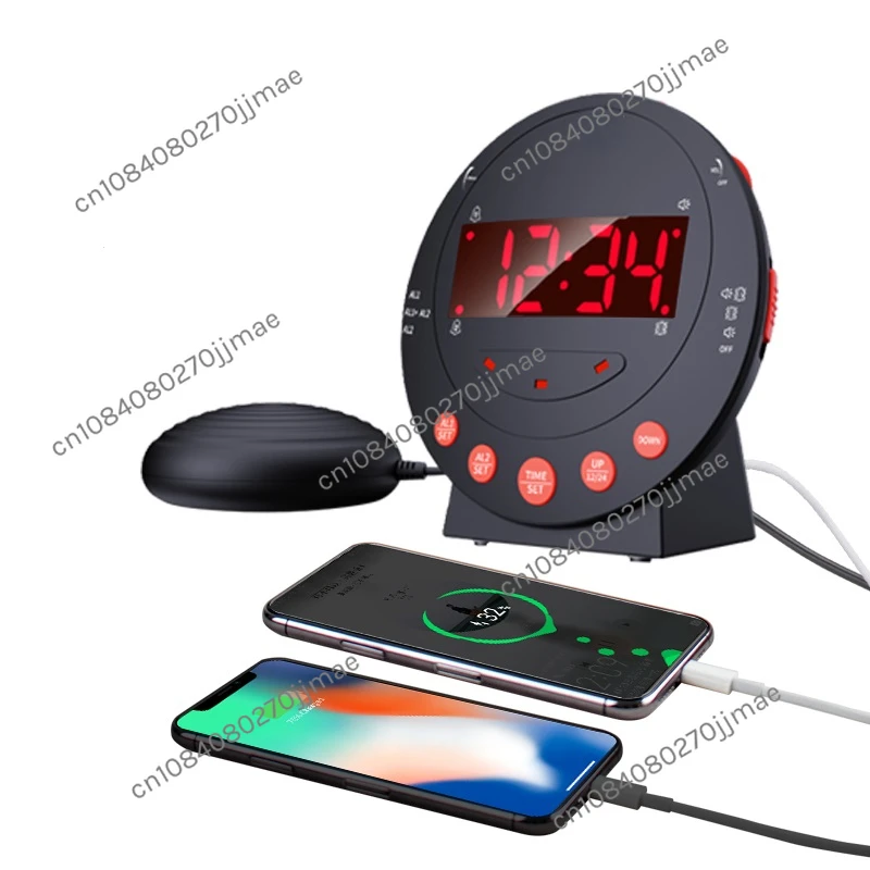 110dB LED Flashing Super Vibrating Loud Wake Up Alarm Clock Snooze Bed Shaker for Heavy Sleepers Deaf Senior hearing Impaired