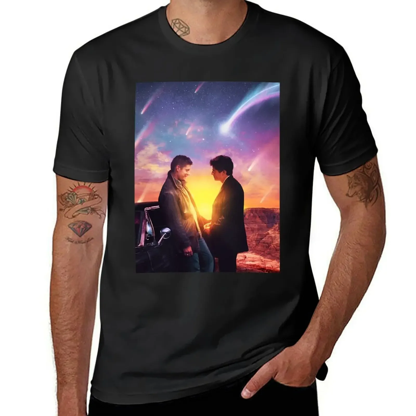 Destiel Sunset T-Shirt summer tops customizeds for a boy essential t shirt clothes for men