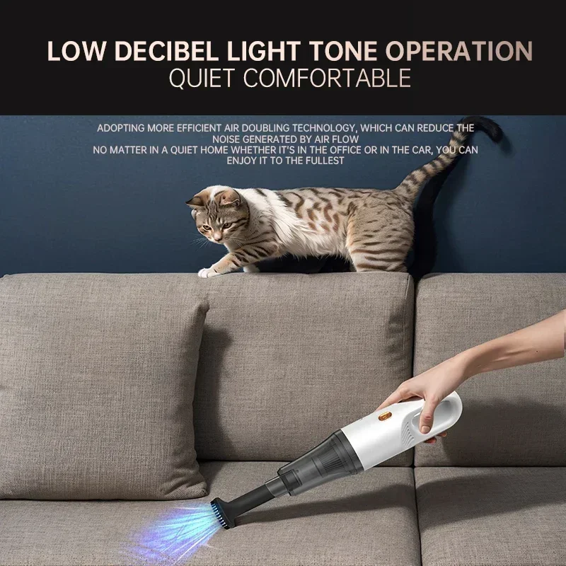 Portable Rechargeable Vacuum Cleaner 20000PA Powerful Vacuum Cleaner Fast Charging Car Carrying Home Pet Hair Cleaner