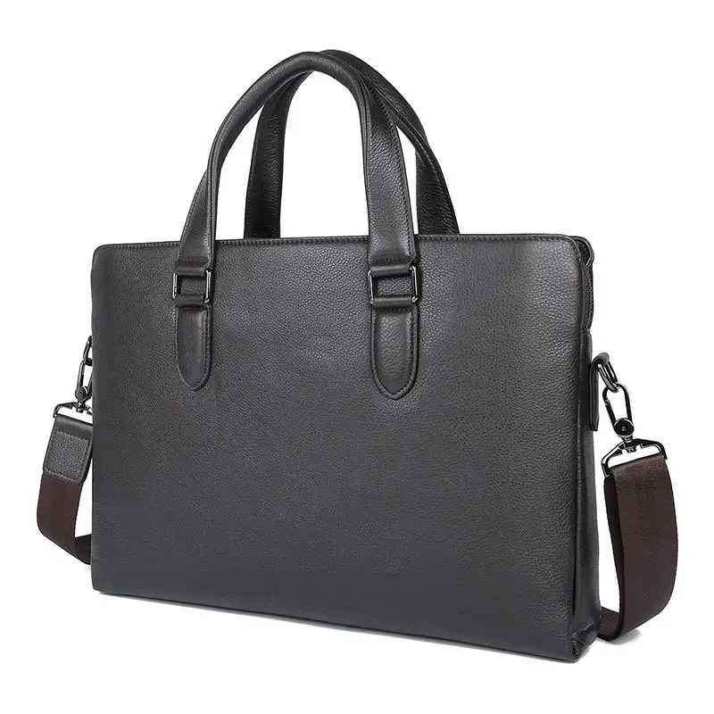 Nesitu Highend A4 negro Chocolate azul cuero genuino 14 ''portátil Oficina hombres maletín bolsas de mensajero de negocios Portfolios M7410