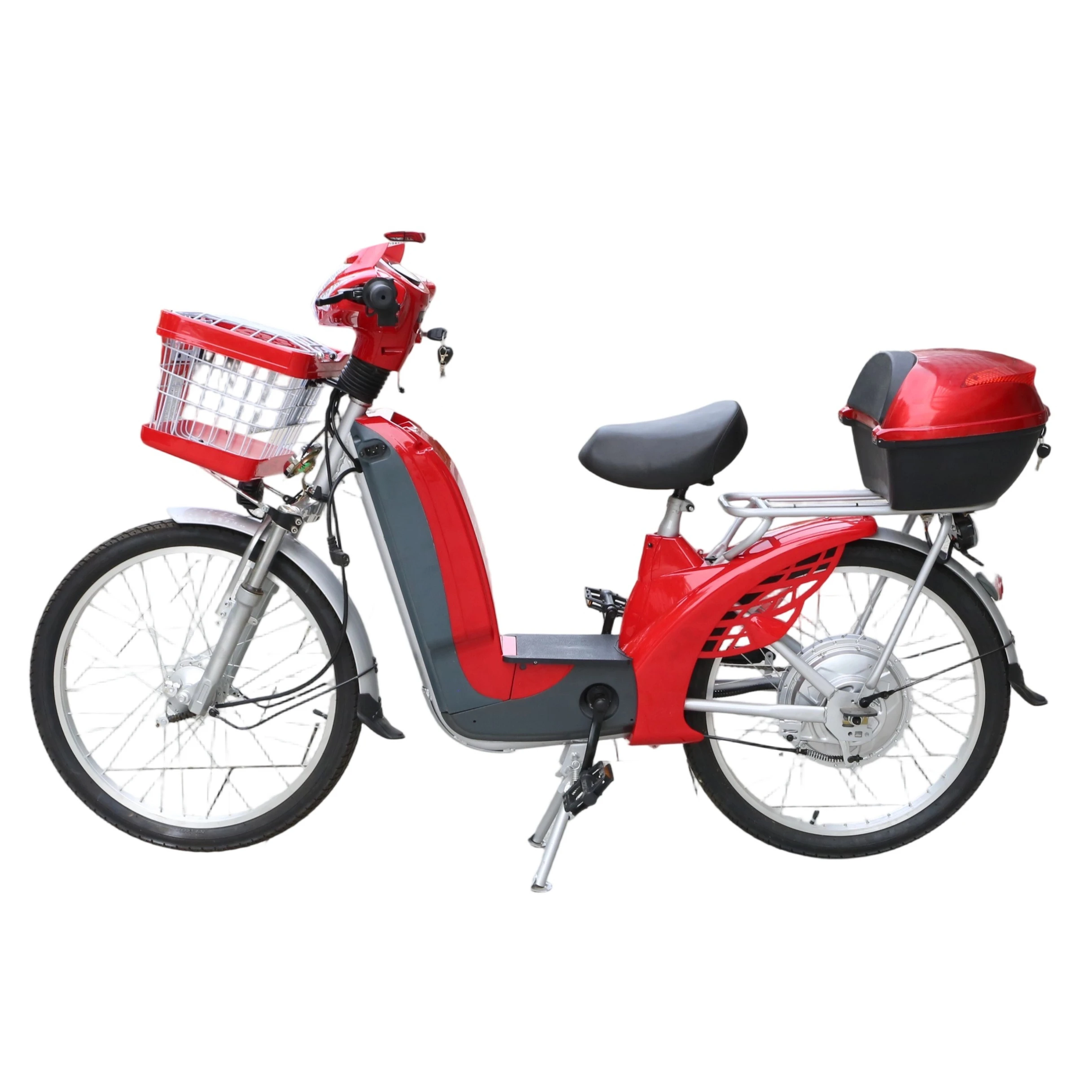Electric City Bike with 350W Rear Hub Motor 48V 12A 3 Speed LED Display 24Inch Wheel 2 Pedals