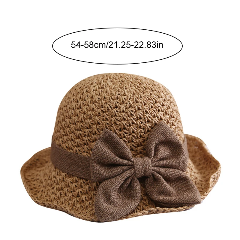 Women Bow Straw Hats Elegant Wide Brim Sun Protection Sun Hat Summer Outdoor Travel Foldable UV Protection Breathable Straw Caps