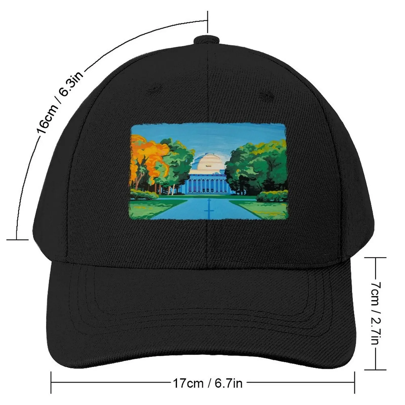 MIT Dome - Killian Court - Acrylic Marker Illustration Baseball Cap Rave Snap Back Hat Hat Beach Girl Men's