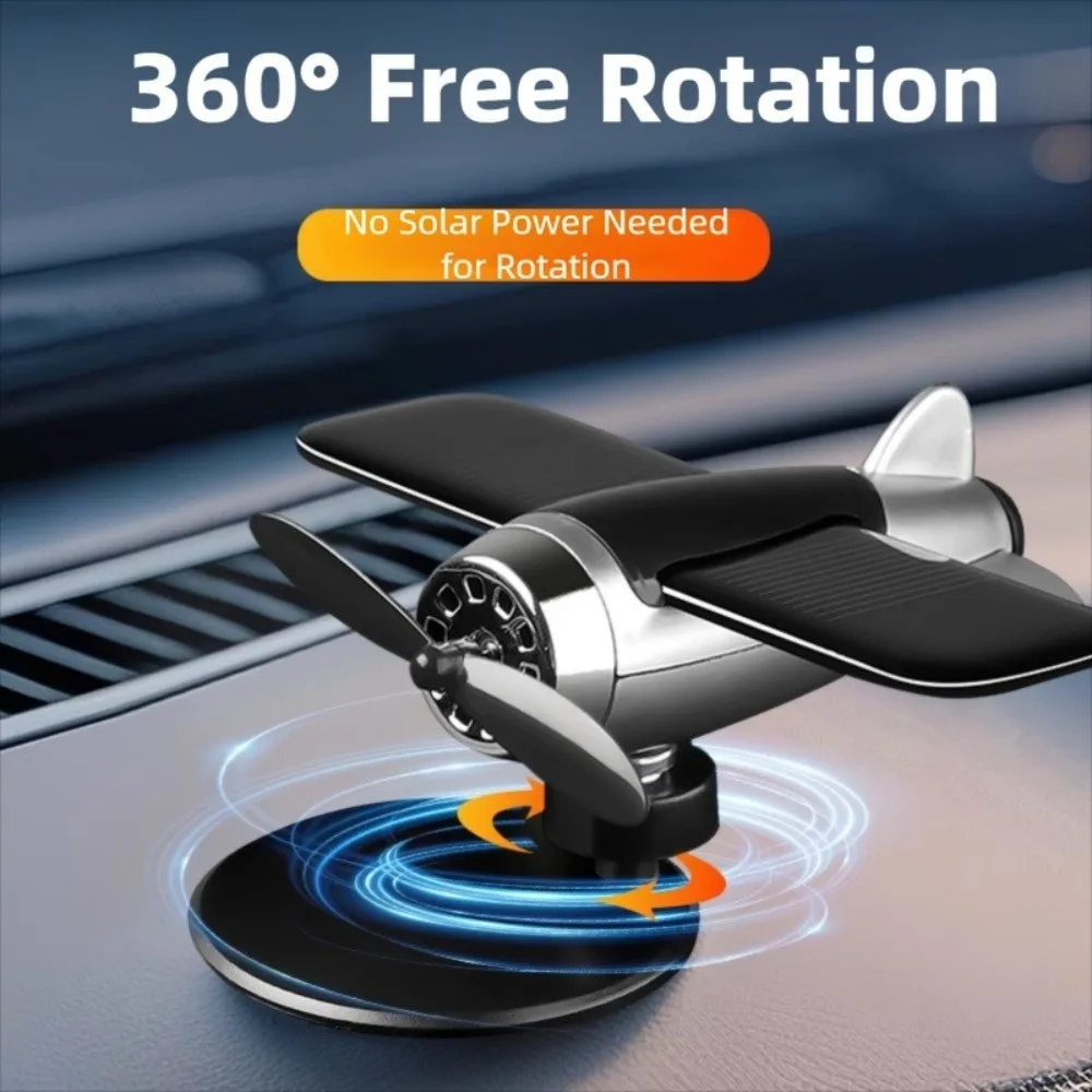 360 °   زخارف طائرة تعمل بالطاقة الشمسية للسيارة الدوارة صغيرة مع ديكورات وحدة التحكم المركزية للسيارة لاصقة بدون أثر مقاومة لأشعة الشمس ومنخفضة الضوضاء