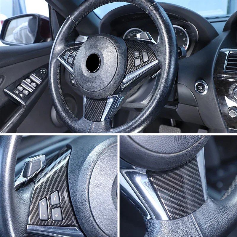 

ABS carbon fiber pattern Car steering wheel button frame sticker for BMW 6 Series E63 E64 630i 645Ci 650i 2004-2009 Accessories