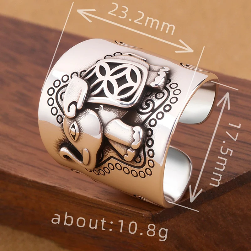 Retro Elephant Ring For Male Trendy Personality Finger Jewelry Fashion and Versatile Thai Silver Rings Men Gift KOFSAC