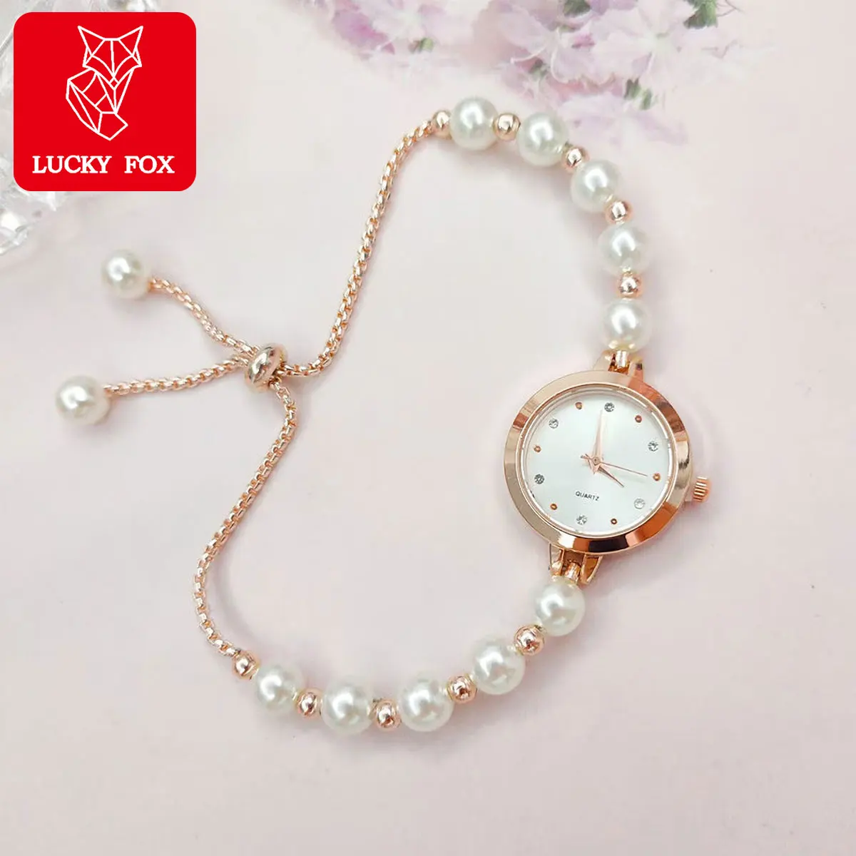 LUCKY FOX New Minimalist Style Pearl Bracelet Women Quartz Watch Fashionable Small Disc Design Light Luxury Jewelry Women Watch