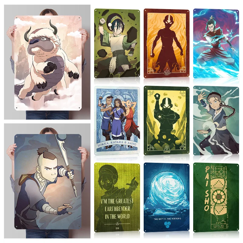 Avatar The Last Airbender Metal Posters Customizable Wall Art Retro Vintage Metal Tin Signs for Fans Living Room Decor House