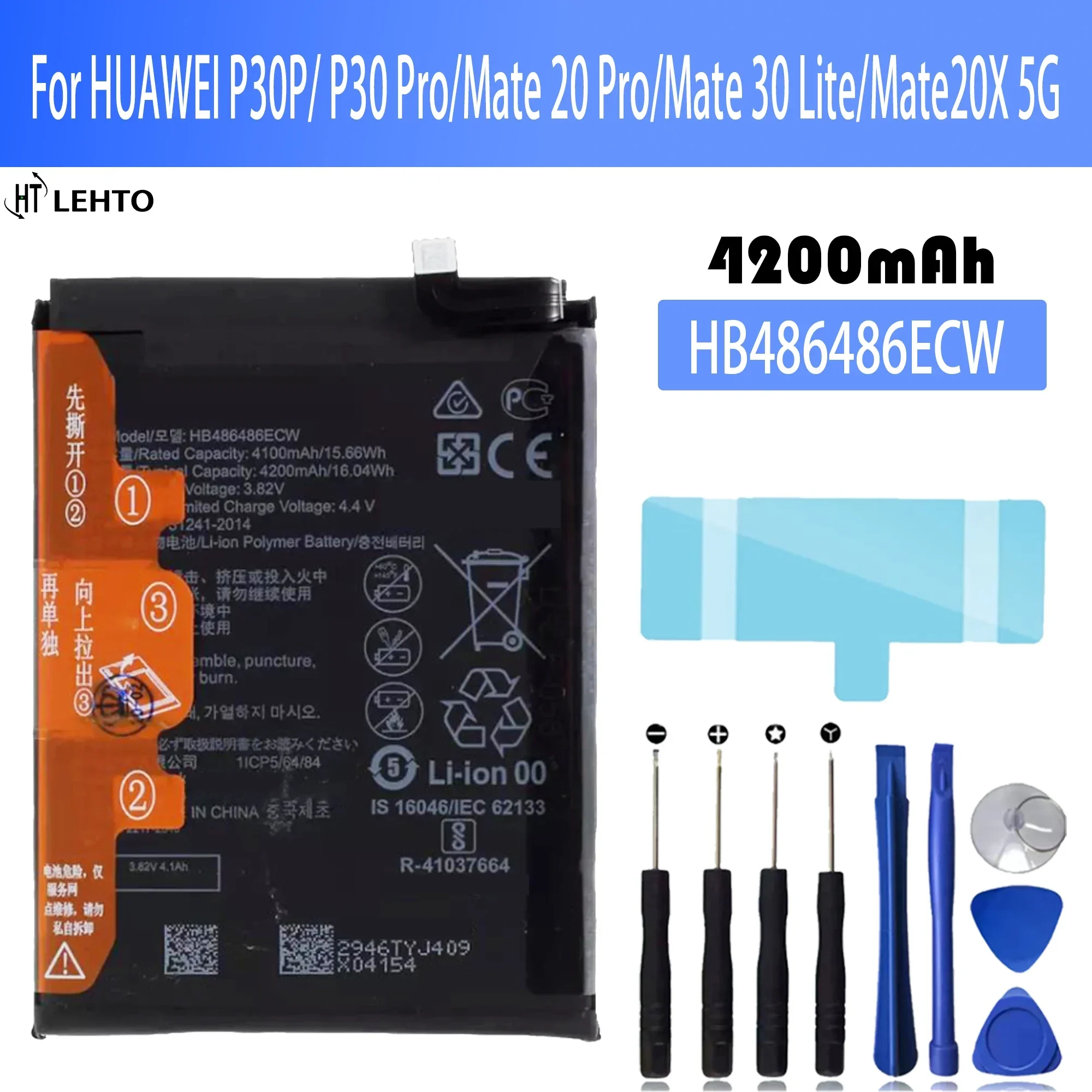 100% Original High Quality 4200mAh HB486486ECW Mobile Phone Battery For Huawei P30 Pro Mate20 Pro Mate 20 Pro Batteries deep cycle 24v 300ah solar lifepo4 ups blue tooth pv battery lithium ion batteries