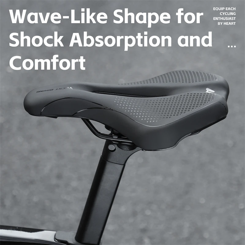 WEST BIKING Bicycle Saddle Hollow Breathable Comfortable Cycling Seat Shock Absorption Non-slip PU Leather for MTB Road Bike