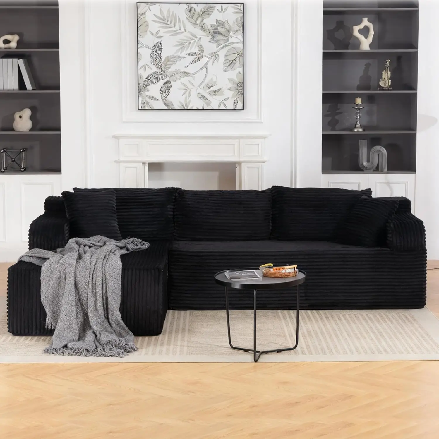 

Модульный секционный диван Cloud 106 дюймов с угловым шезлонгом и глубоким сиденьем, безкаркасный диван из вельвета с эффектом памяти, сжатый, на заказ