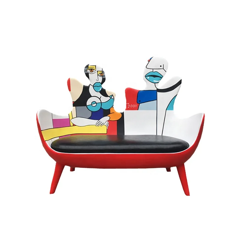 

Picasso KTV environmentally friendly resin crafts creative fiberglass fiberglass material couple sofa bar shopping mall room