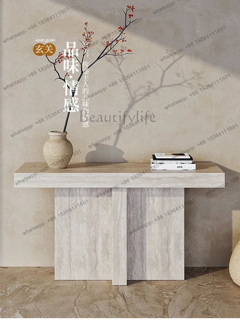 hot Wabi-sabi wind travertine entrance Taichung ancient style decoration French retro against the wall