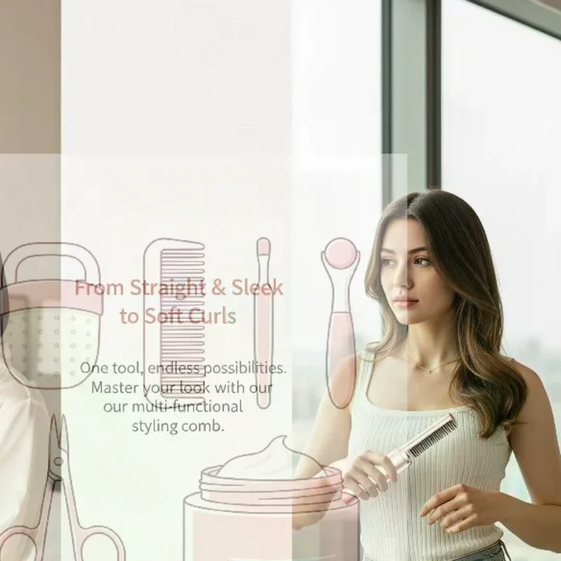 Mini Straight Hair Comb Wireless Charging Portable Curling Iron Portable Styling Electric Comb Does Not Hurt Hair