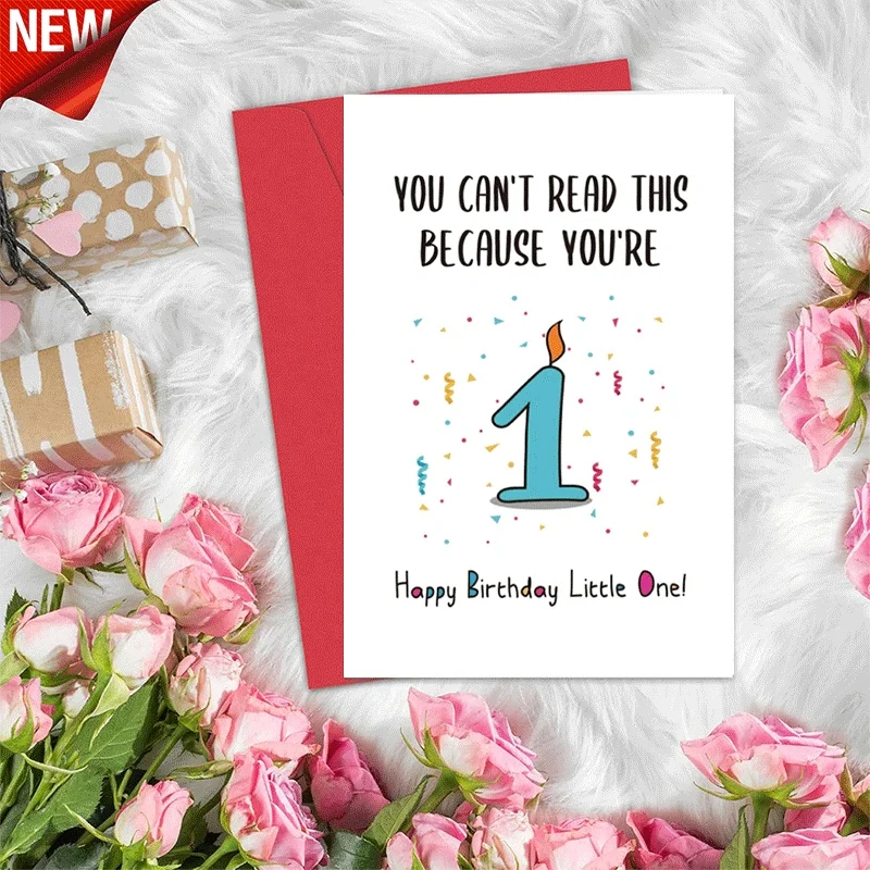 

1st Birthday Card for Baby, Funny "You Can't Read This" Greeting Card for Little One Birthday Celebration