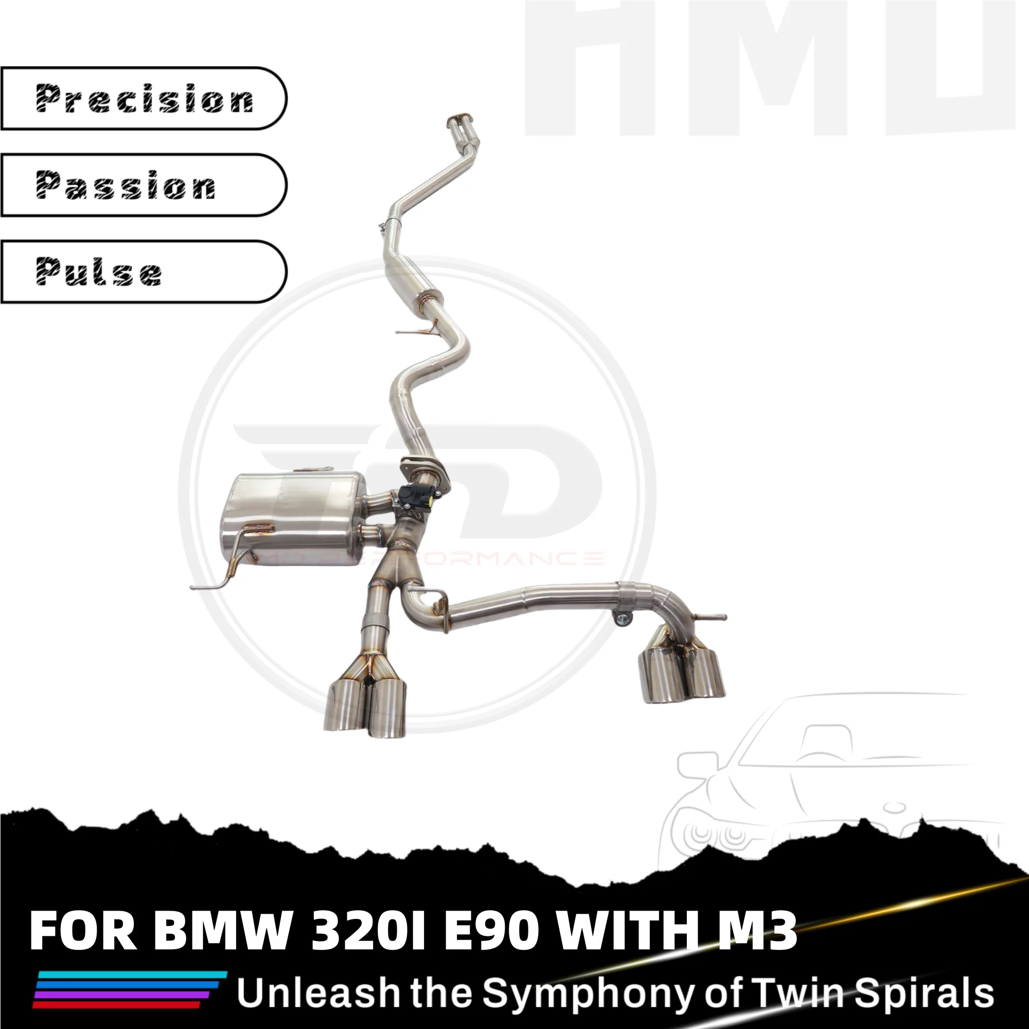 ﻿   HMD Customization SS304 Электронный клапан Catback для BMW 320I E90, обновление M3 TIG, выхлопная система ручной сварки