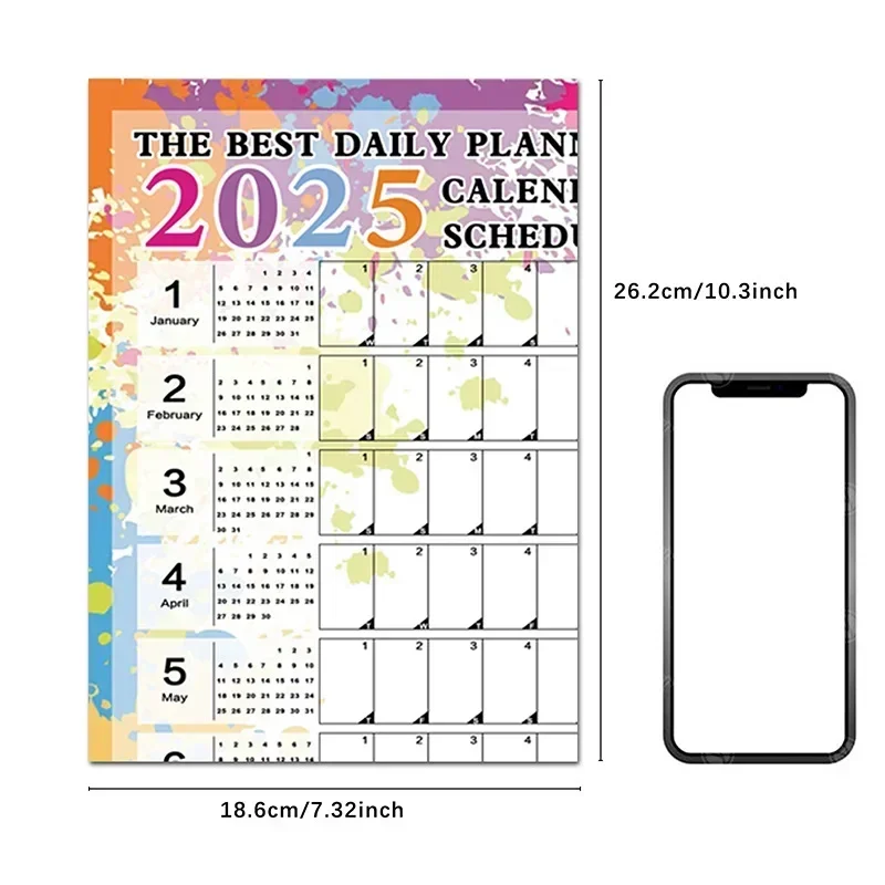 365 Days Schedule 2025 Calendar Yearly Planner Wall Hanging Memo Pad To Do List Agenda Organizer Check List Home Office