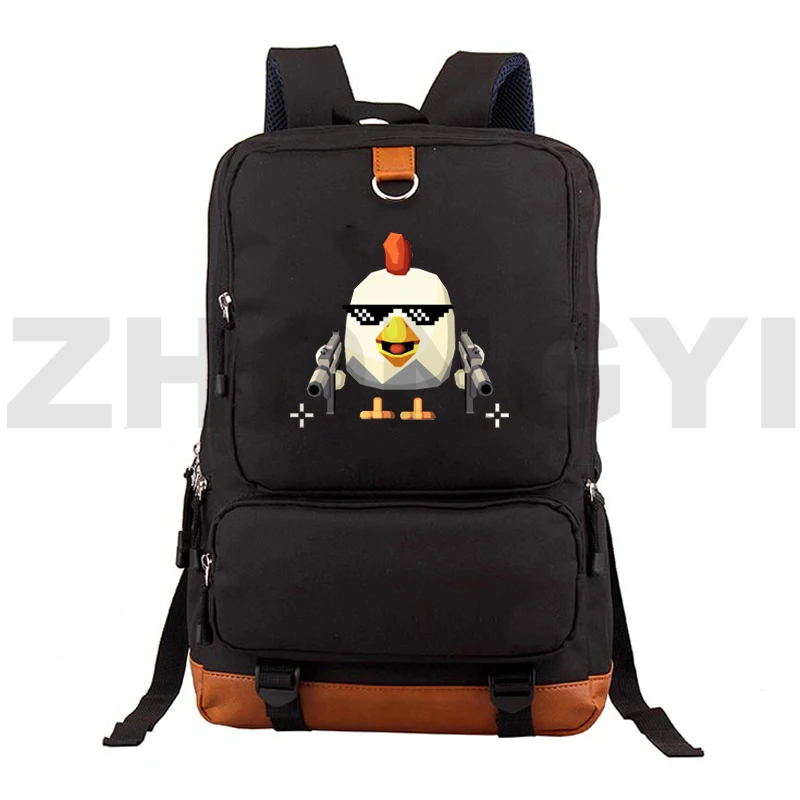 Anime Chicken Gun Bag, 3D Print, Mochilas bonitos dos desenhos animados, grandes sacos escolares de lona, Men Laptop Travel Packbag, Trendy Mochila, Zipper