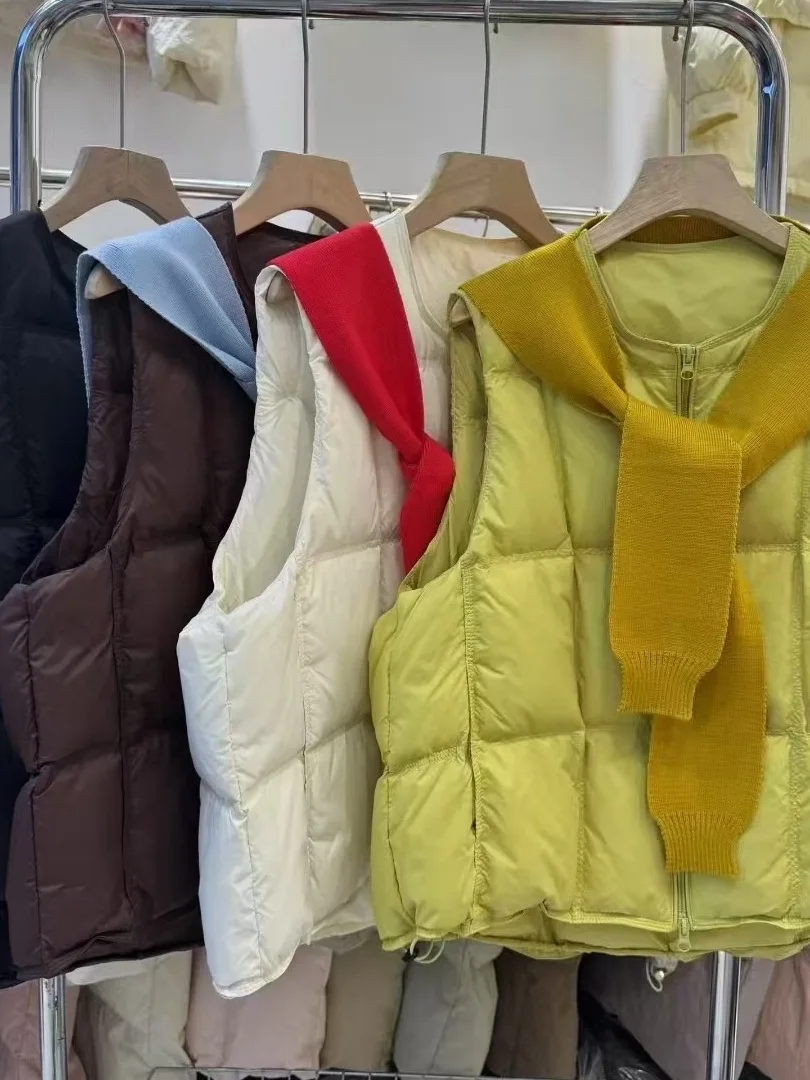 

Женский пуховый жилет, легкий, свободного кроя, 90% белый пух, осень-зима, новинка, стильный, для повседневной носки, на молнии