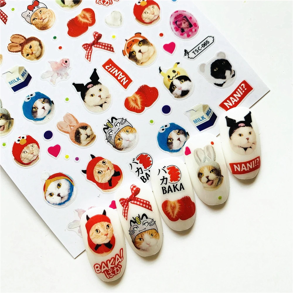 

Newest TSC-064-065 adorable animal series 3d nail art sticker nail decal stamping export japan designs rhinestones