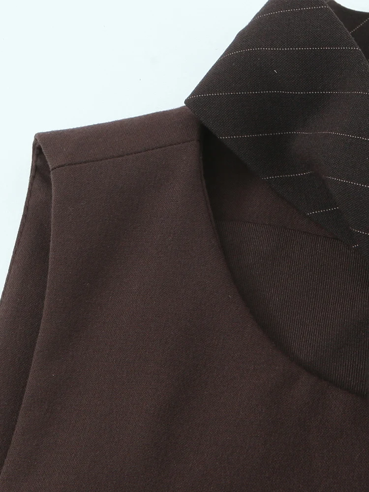 Stile europeo e americano autunno nuova tendenza della moda temperamento da donna semplice abito corto senza maniche sottile con cravatta ampia e pieghettata