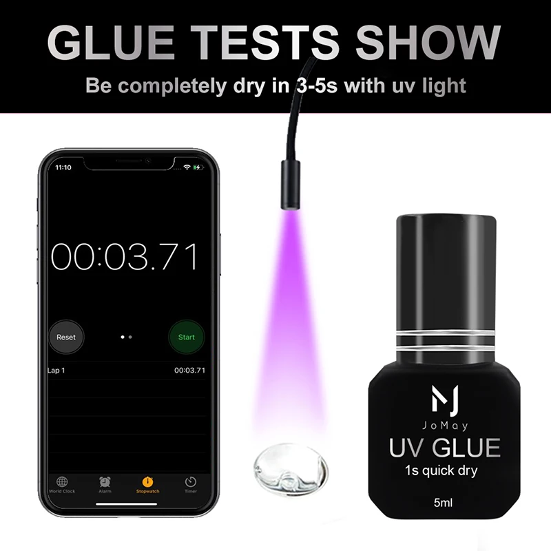 JOMAY UV Glue set Eyelash Glue UV Strong Adhesive 1 Second Dry Korea Eye Lash Glue Lamp Eyelash Extension Supplies UV Light