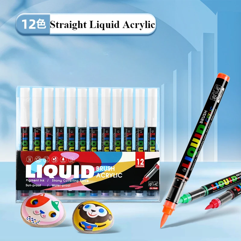 48-Color Straight Liquid Marker Pen Set  Acrylic Markers for Art that Be Drawn on Various Materials and with Smart Ink Control