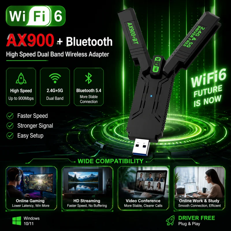 Laptop Electronics Accessories - Dwuzakresowy gigabitowy adapter bezprzewodowy USB, bezsterownikowy