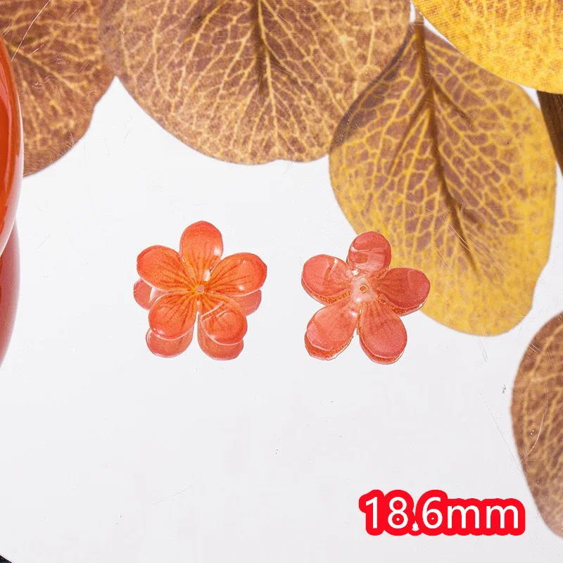 Summer style 50pcs/lot 18.6mm color print cartoon flowers shape acrylic handmade floral beads diy jewelry garment accessory