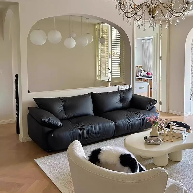 

Light luxury style sofa, home living room, small apartment, cat's paw leather, Nordic simple modern furniture, inline