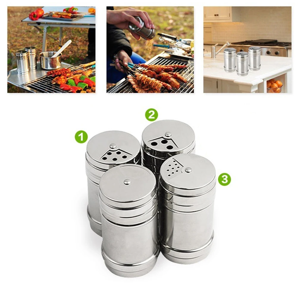 

Stainless Steel Seasoning Can Spice Shaker Salt Container Sugar Holder Kitchen Castor Storage Jar for Home Restaurant
