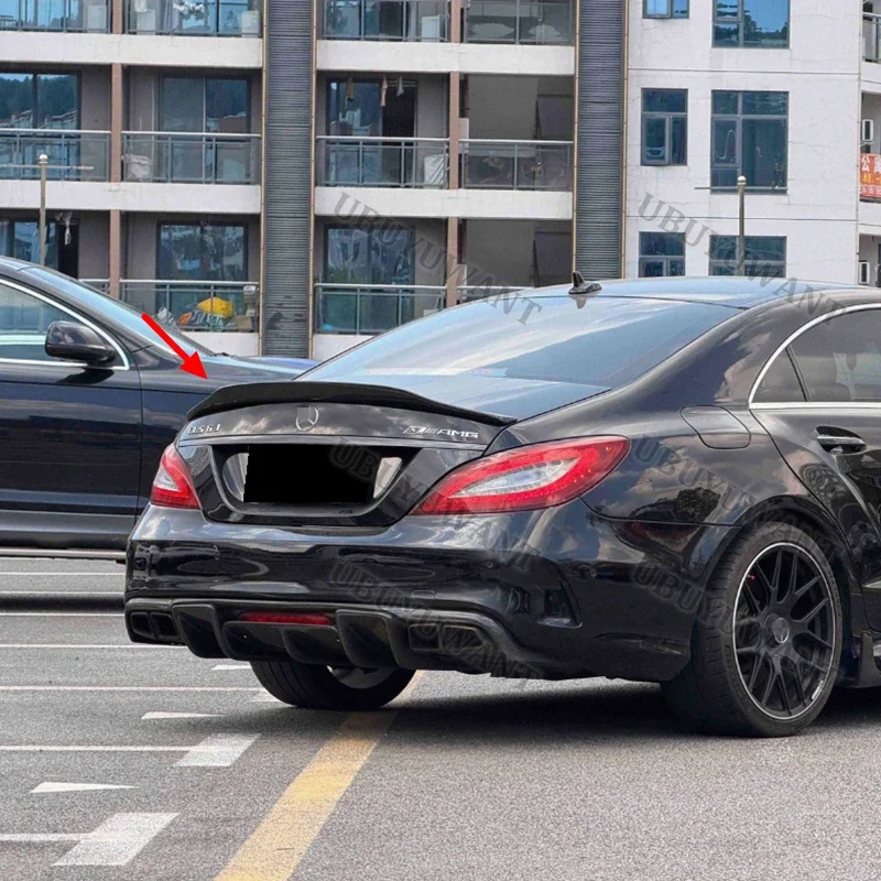 

For Benz CLS W218 PSM Style 2011-2017 High-Kick Rear Deck Spoiler Lid Tail Fin Carbon Fiber