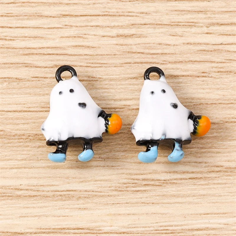 5 Stück 12 x 15 mm Cartoon-Halloween-Geist-Charms-Anhänger für die Herstellung von DIY-Halsketten, Ohrringen, Armbändern, Schmuckzubehör – Detail 6