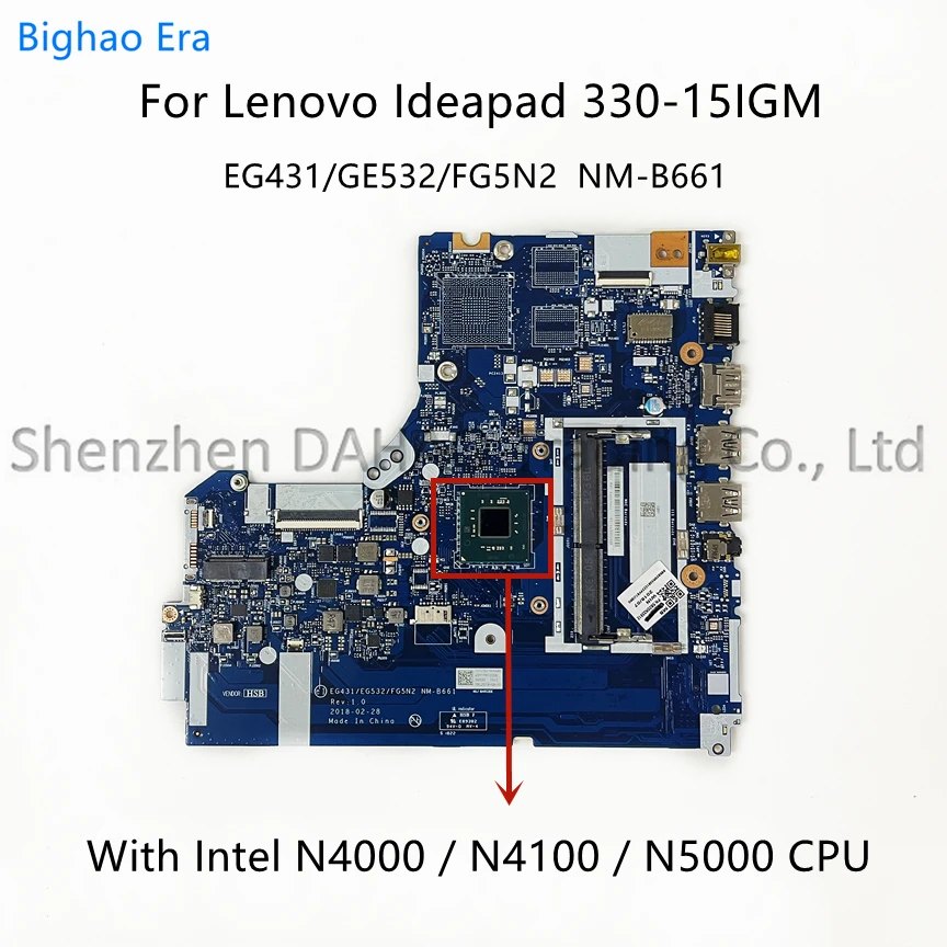 

NM-B661 For Lenovo Ideapad 330-15IGM Laptop Motherboard With N4000 N4100 N5000 CPU DDR4 Fru:5B20R33808 5B20R338015B20R33812