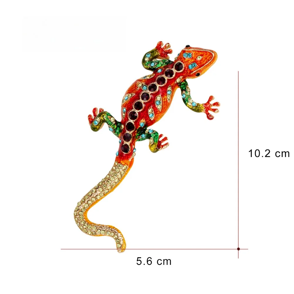 Gentleman Enamel Diamond Inlaid Lizard Brooch Personalized Lizard Pin Suit Scarf Coat Pins Decoration