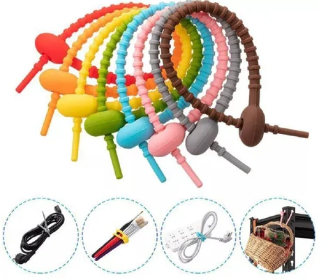 24 Peças de Laços de Silicone Reutilizáveis para Cabos, Fios e Carregadores USB