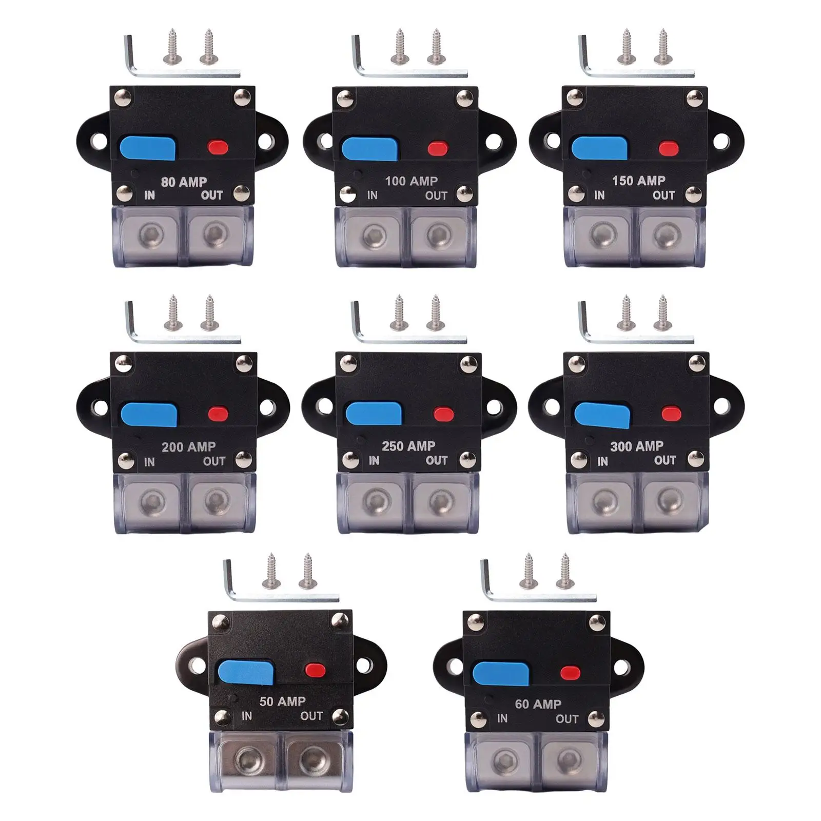 Circuit Breaker with Manual Reset Button Overcurrent Protection Accessories for Large Current Thermal Trip Multipurpose