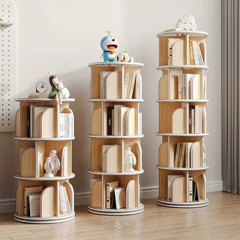 Wooden Nordic Bookcase Vertical Rotating Aestethic Design Display Bookcase Storage Hotel Modular Prateleira Livros Furniture