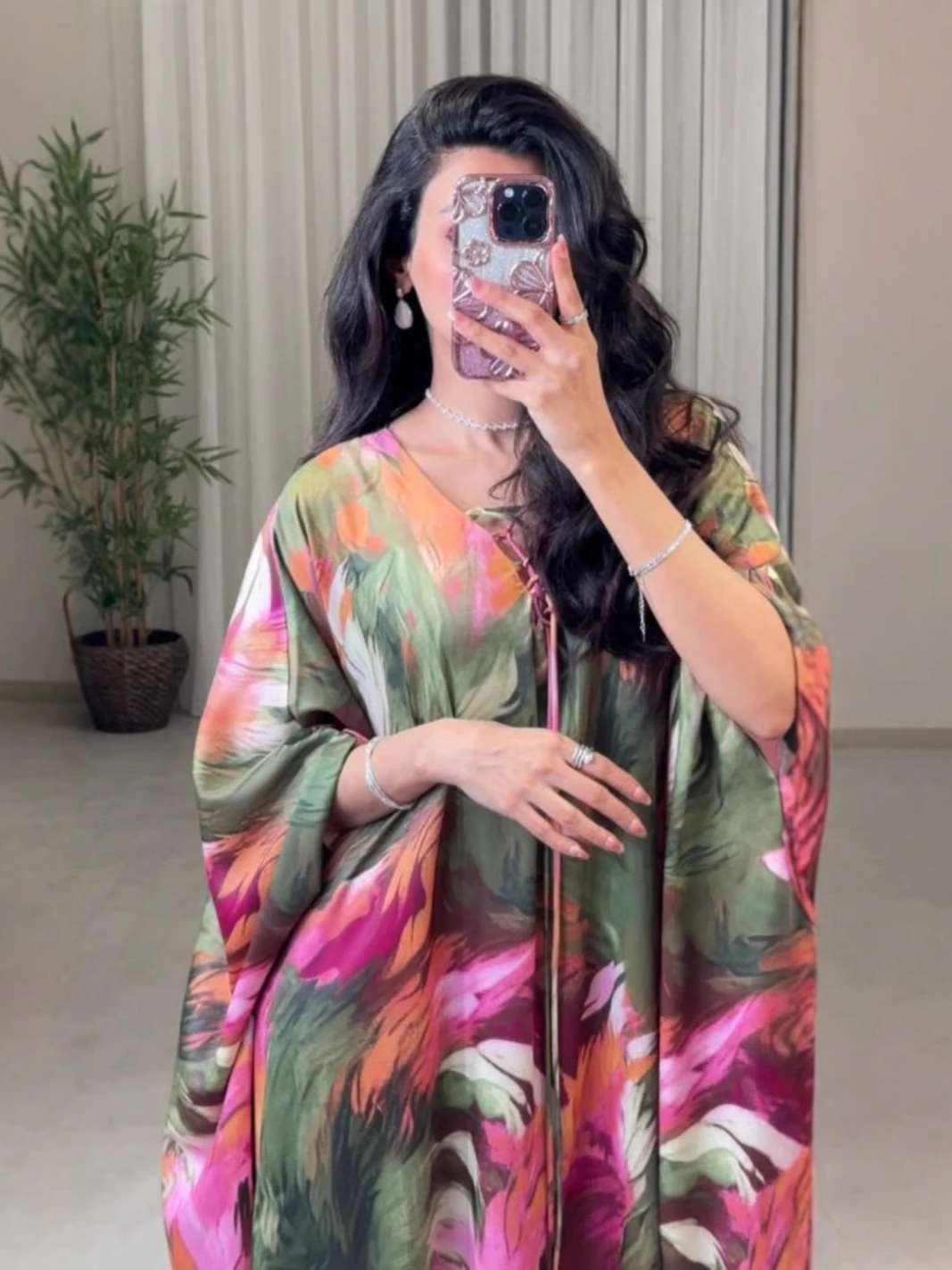 Eid Donne Vestito di Stampa Abaya Musulmano Manica a Pipistrello Jalabiya Ramadan Dubai Abiti Largos Islam Arabo Abito Lungo Marocco Caftano 2026