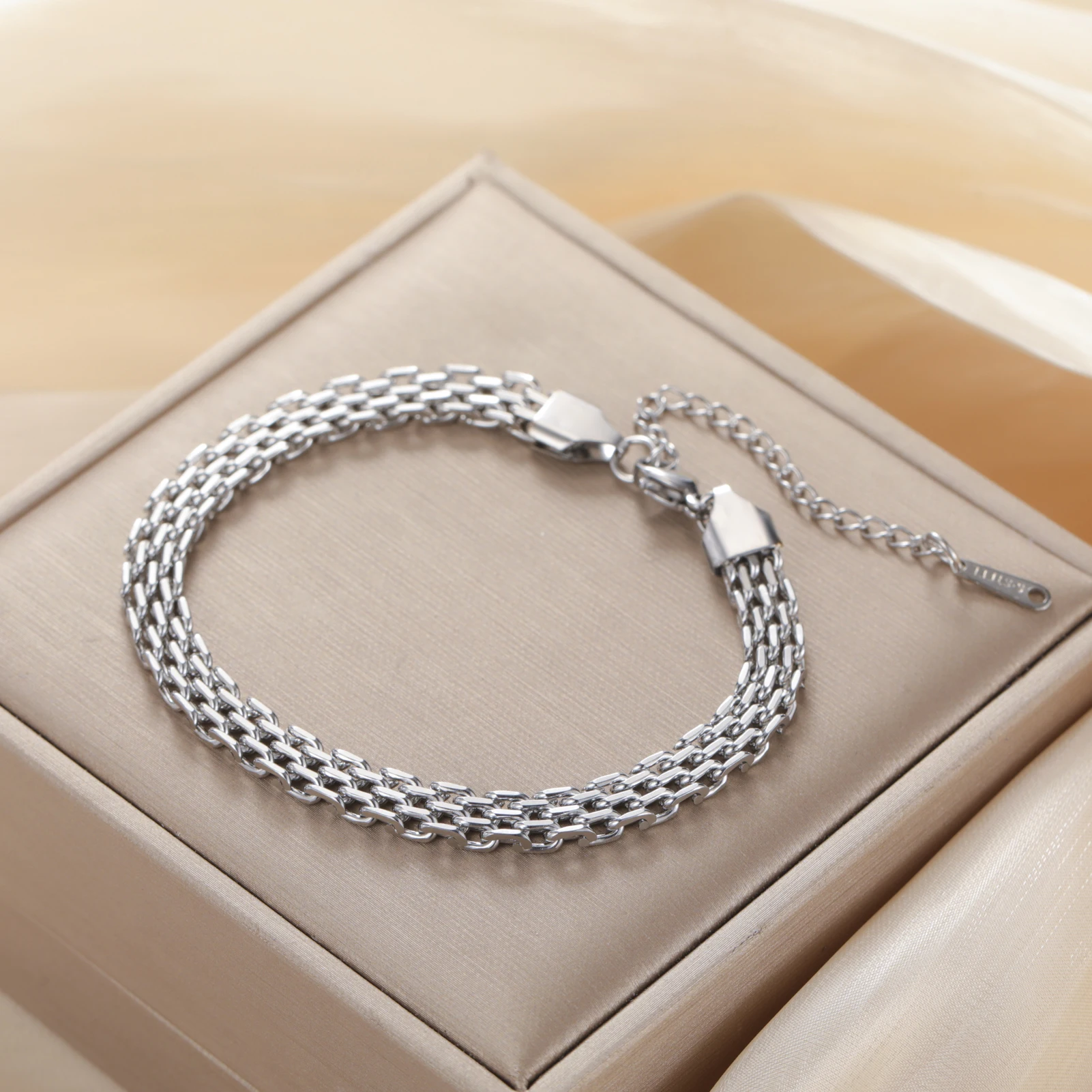 COOLTIME 6MM/8MM Breites Kettenarmband Edelstahl Verstellbare Mesh-Gliederkette Armband Armbänder Schmuck Geschenke Großhandel – Detail 2