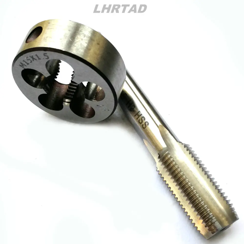 Hss Straight Flute Torneiras e Morre Grupo Metric Thread Plug Tap de Mão e Round Die M15x2.0 M15x1.5 M15x1.25 M15x1.0 M15x0.75 M15x0.5