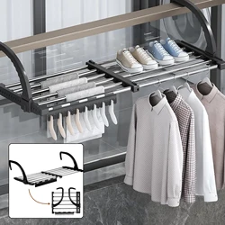 Foldable Drying Rack 42-72CM Extendable Radiator Clothes Airer Balcony Stainless Steel Wall Mounted Drying Racks Space Saving