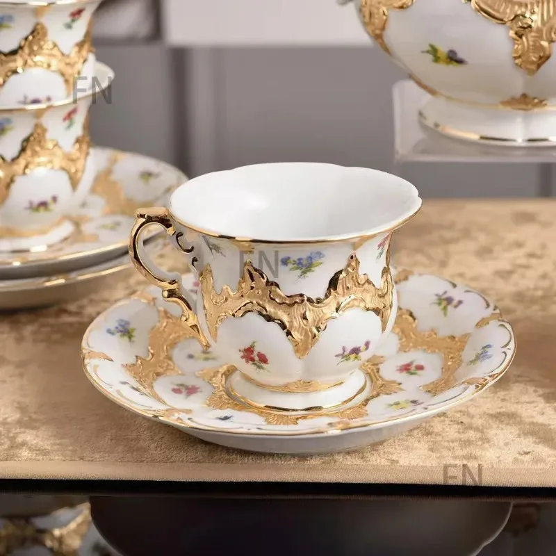 

European gilt afternoon tea ceramic coffee cup and saucer gift box