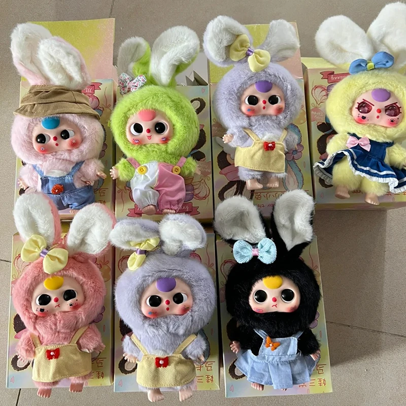 2025 Genuine Baby Three Macaron Rabbit Series Plush Blind Box Tide Play Pendant Cute Doll Surprised Valentine'S Day Girl Gift