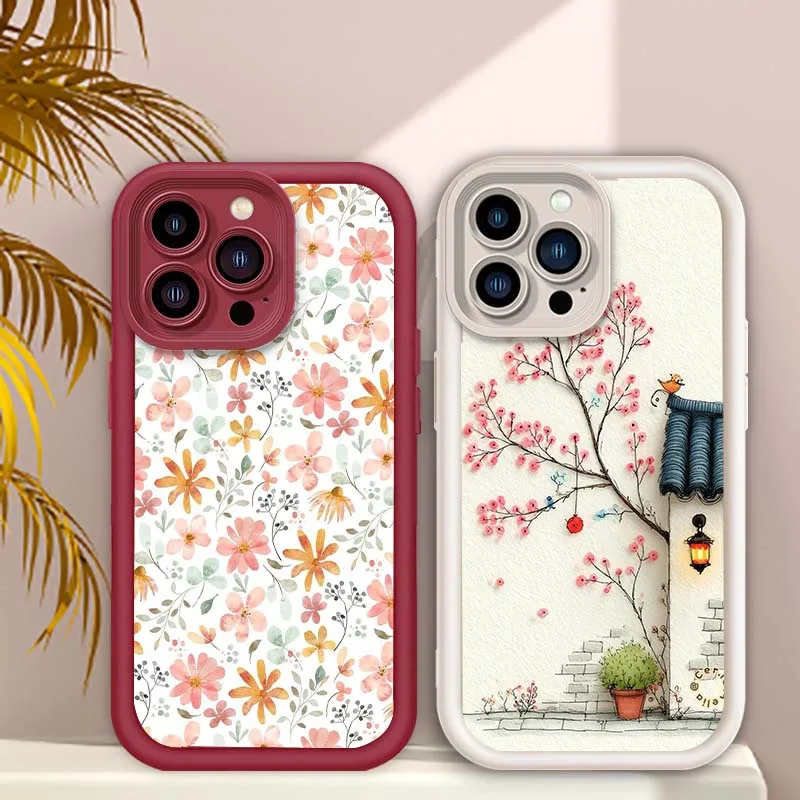 

Art Flower Beautiful Popular Phone Case For Apple iPhone 17 16 15 14 13 12 11 Pro Max Plus Eye Ladder Soft TPU Cover